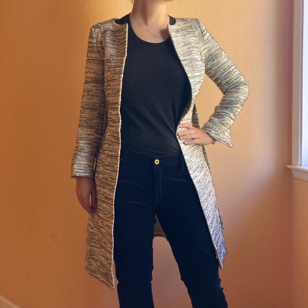 Zara Woman Striped Long Coat